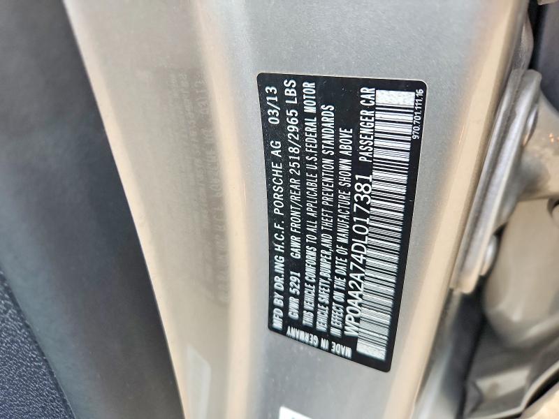 Aukcja sprzedaży 2013 Porsche Panamera, vin: WP0AA2A74DL017381, numer aukcji: 58612486