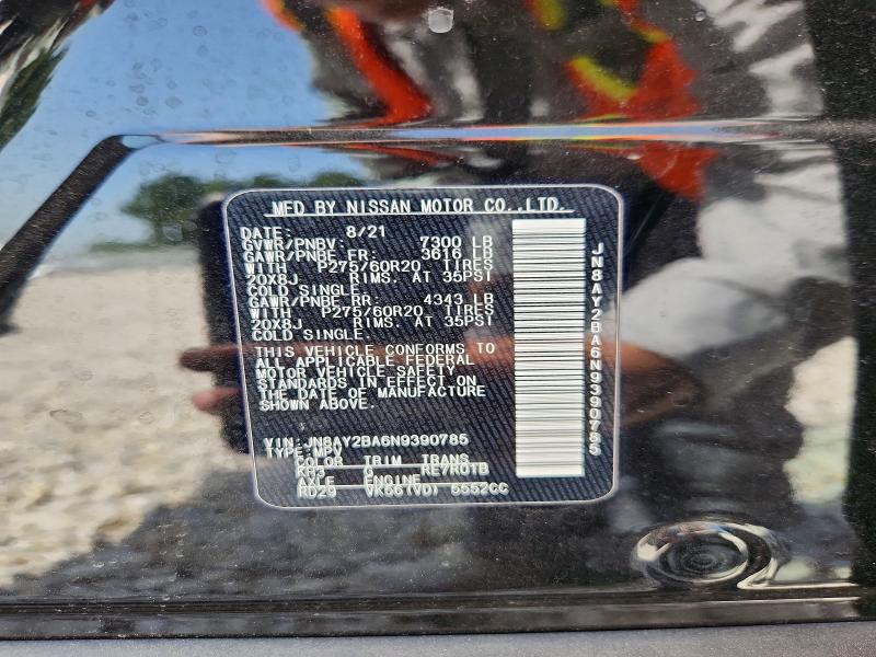59297406 :رقم المزاد ، JN8AY2BA6N9390785 vin ، 2022 Nissan Armada مزاد بيع