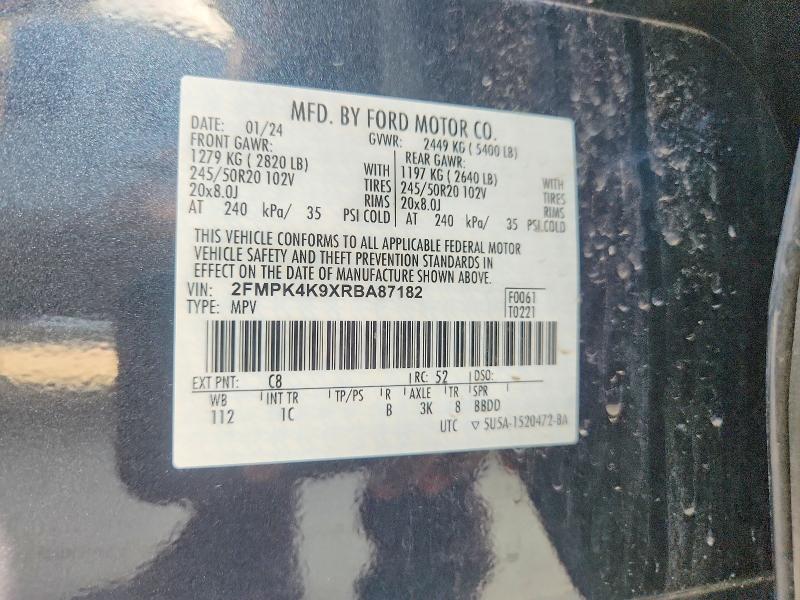 2024 Ford Edge მანქანა იყიდება აუქციონზე, vin: 2FMPK4K9XRBA87182, აუქციონის ნომერი: 58267826