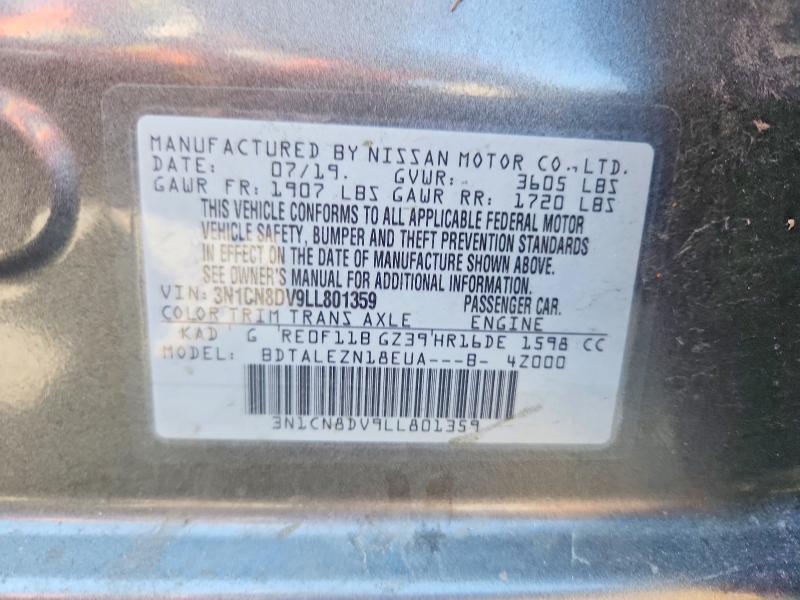 Aukcja sprzedaży 2020 Nissan Versa, vin: 3N1CN8DV9LL801359, numer aukcji: 57055996