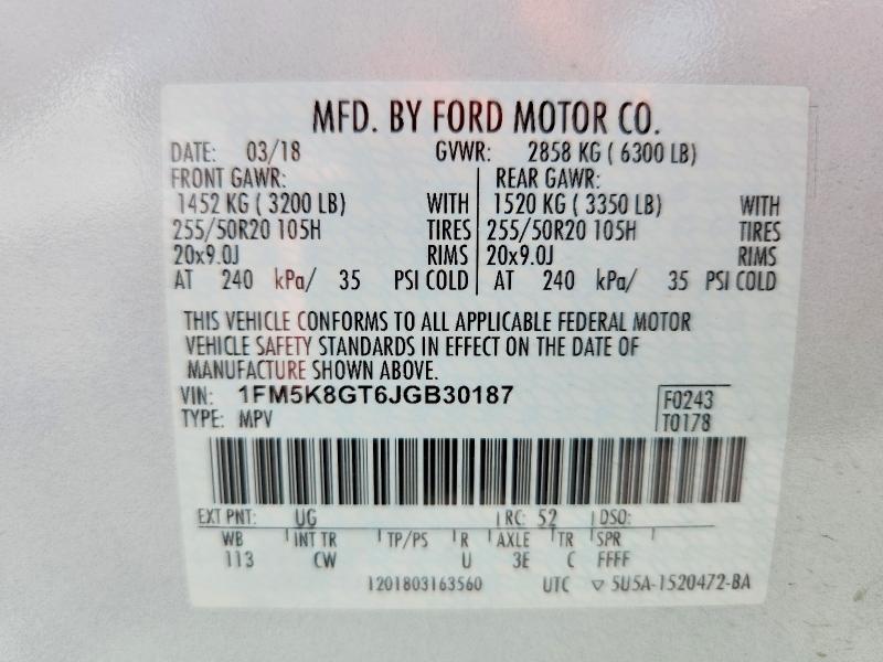 Продажа на аукционе авто 2018 Ford Explorer, vin: 1FM5K8GT6JGB30187, номер лота: 54525146