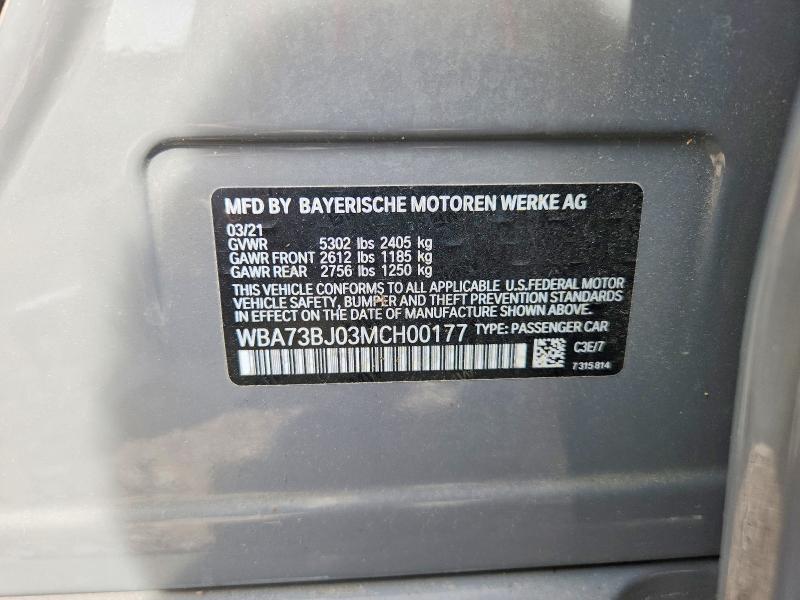Продажа на аукционе авто 2021 Bmw 540, vin: WBA73BJ03MCH00177, номер лота: 54849626