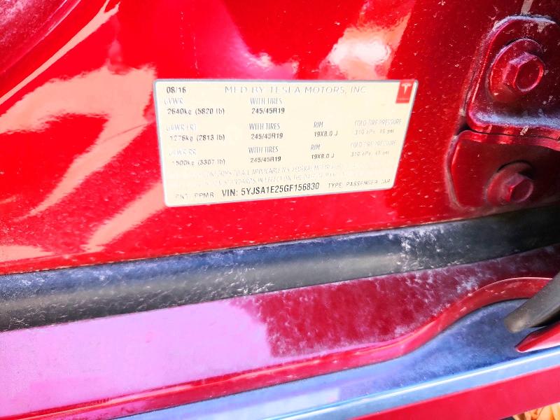2016 Tesla Model S მანქანა იყიდება აუქციონზე, vin: 5YJSA1E25GF156830, აუქციონის ნომერი: 55491006