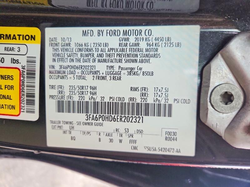 Aukcja sprzedaży 2014 Ford Fusion, vin: 3FA6P0HD6ER202321, numer aukcji: 58053216