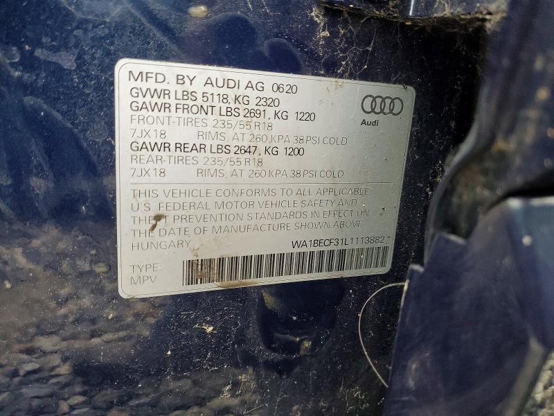 Продаж на аукціоні авто 2020 Audi Q3, vin: WA1BECF31L1113882, номер лоту: 58295446