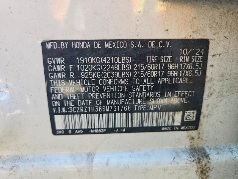 Aukcja sprzedaży 2025 Honda Hr-v, vin: 3CZRZ1H36SM731768, numer aukcji: 58321346