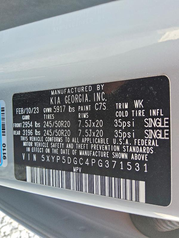 57922686 :رقم المزاد ، 5XYP5DGC4PG371531 vin ، 2023 Kia Telluride مزاد بيع
