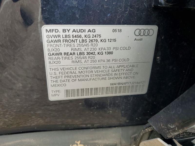 Aukcja sprzedaży 2018 Audi Q5, vin: WA1BNAFY7J2183121, numer aukcji: 56544186