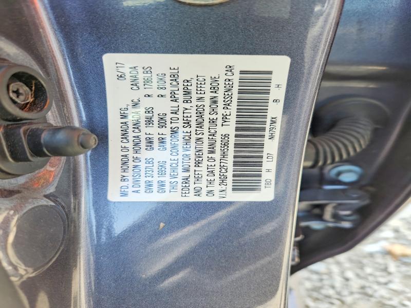 58490396 :رقم المزاد ، 2HGFC2F77HH556056 vin ، 2017 Honda Civic مزاد بيع