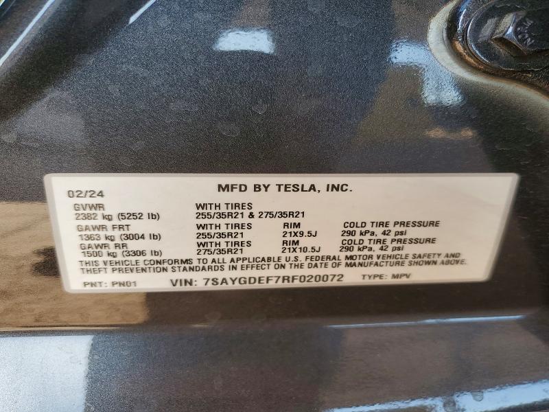 Aukcja sprzedaży 2024 Tesla Model Y, vin: 7SAYGDEF7RF020072, numer aukcji: 58318646