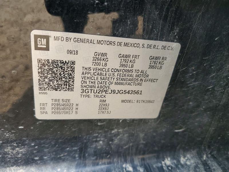 Продаж на аукціоні авто 2018 Gmc Sierra, vin: 3GTU2PEJ9JG543561, номер лоту: 56032026