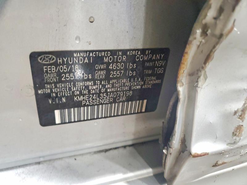 56317936 :رقم المزاد ، KMHE24L35JA079198 vin ، 2018 Hyundai Sonata Hybrid مزاد بيع