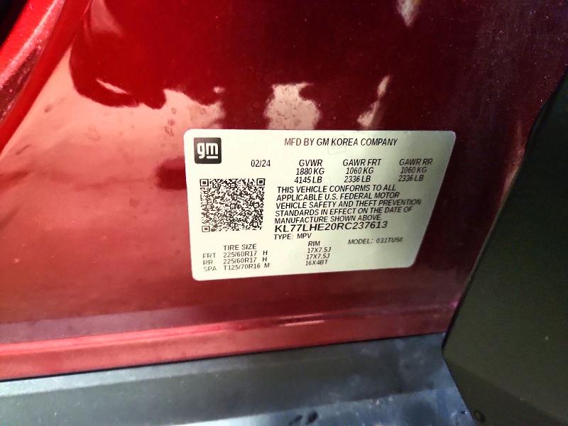Продаж на аукціоні авто 2024 Chevrolet Trax, vin: KL77LHE20RC237613, номер лоту: 56096156
