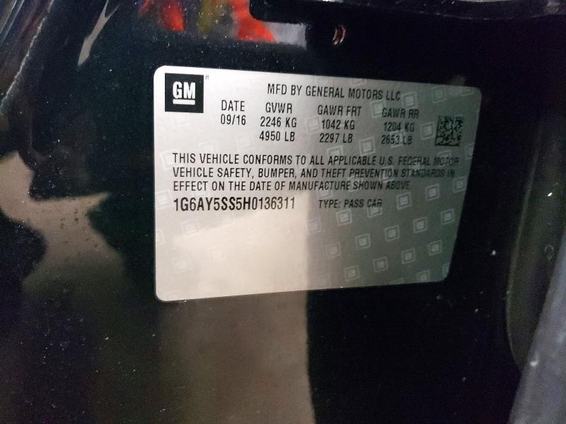 56709706 :رقم المزاد ، 1G6AY5SS5H0136311 vin ، 2017 Cadillac Cts مزاد بيع