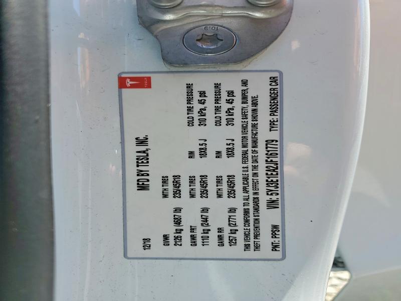 2018 Tesla Model 3 მანქანა იყიდება აუქციონზე, vin: 5YJ3E1EA2JF161779, აუქციონის ნომერი: 58272516