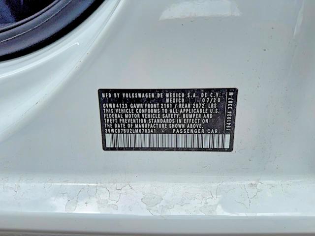 2020 Volkswagen Jetta მანქანა იყიდება აუქციონზე, vin: 3VWCB7BU2LM070341, აუქციონის ნომერი: 56508196