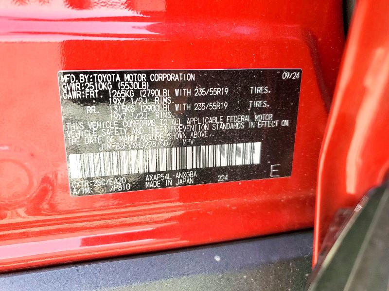 Aukcja sprzedaży 2024 Toyota Rav4 Prime, vin: JTMFB3FVXRD228750, numer aukcji: 56719856