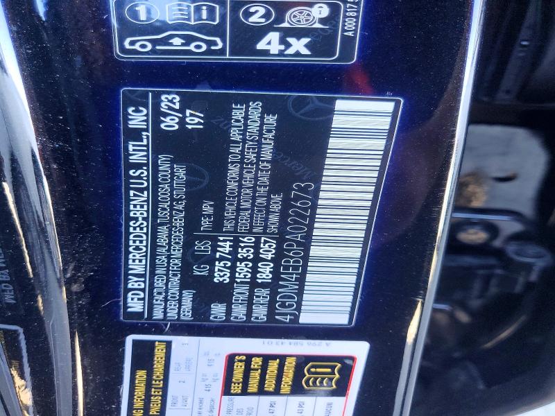 2023 Mercedes-benz Eqs Suv მანქანა იყიდება აუქციონზე, vin: 4JGDM4EB6PA022673, აუქციონის ნომერი: 56189936