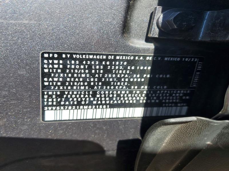 2024 Volkswagen Taos მანქანა იყიდება აუქციონზე, vin: 3VVSX7B21RM021561, აუქციონის ნომერი: 57690246