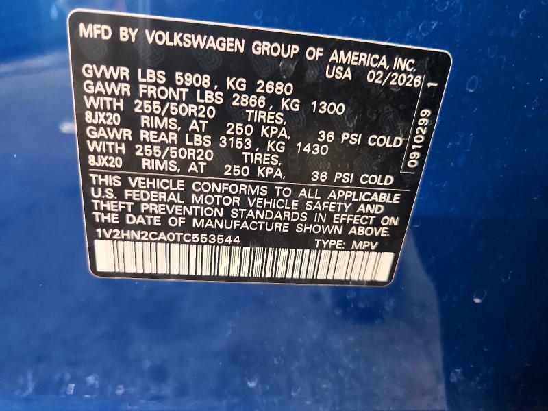 Aukcja sprzedaży 2026 Volkswagen Atlas, vin: 1V2HN2CA0TC553544, numer aukcji: 59186476