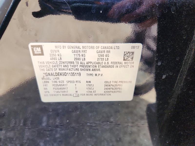 2013 Chevrolet Equinox მანქანა იყიდება აუქციონზე, vin: 2GNALDEK9D1135119, აუქციონის ნომერი: 58637936