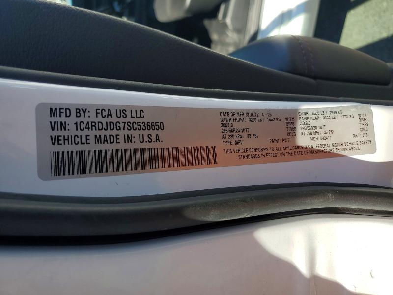 2025 Dodge Durango მანქანა იყიდება აუქციონზე, vin: 1C4RDJDG7SC536650, აუქციონის ნომერი: 58362556