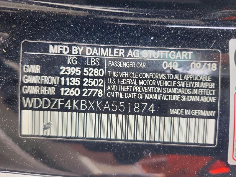 Продажа на аукционе авто 2019 Mercedes-benz E, vin: WDDZF4KBXKA551874, номер лота: 55924546