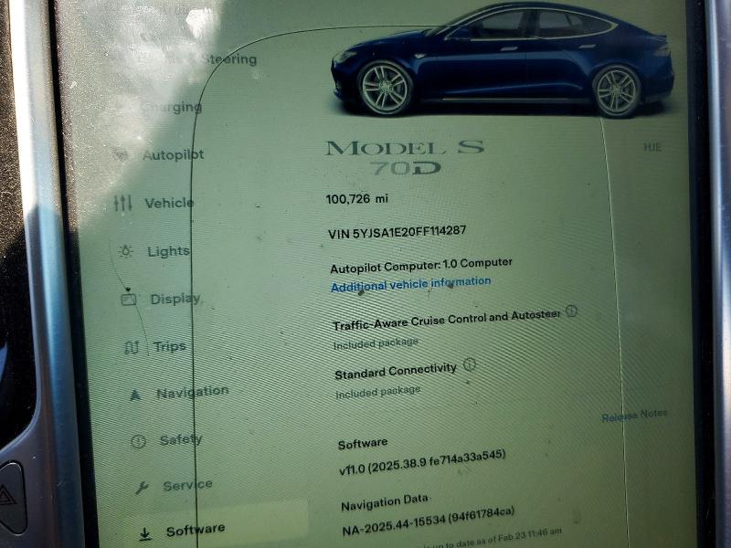 Продажа на аукционе авто 2015 Tesla Model S, vin: 5YJSA1E20FF114287, номер лота: 52920206