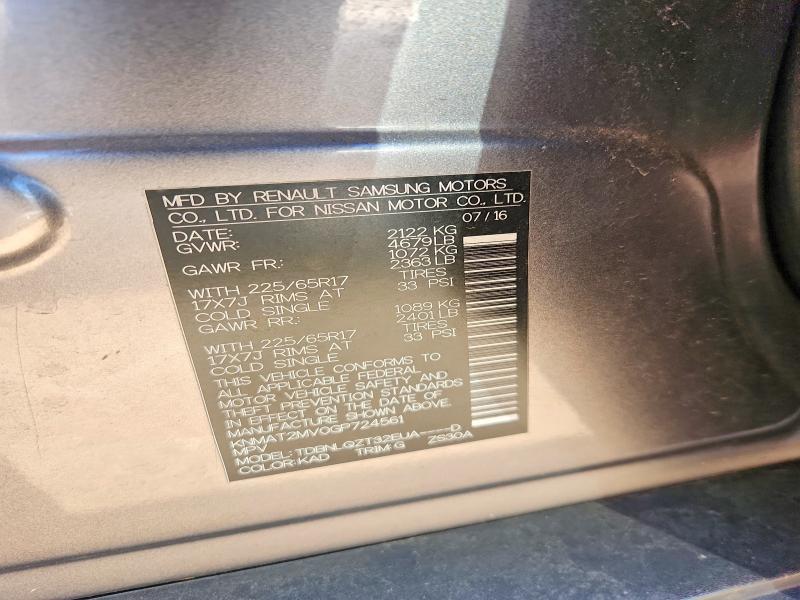 55543006 :رقم المزاد ، KNMAT2MV0GP724561 vin ، 2016 Nissan Rogue مزاد بيع