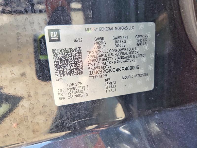 Aukcja sprzedaży 2019 Gmc Yukon Xl, vin: 1GKS2GKC4KR408006, numer aukcji: 58545536