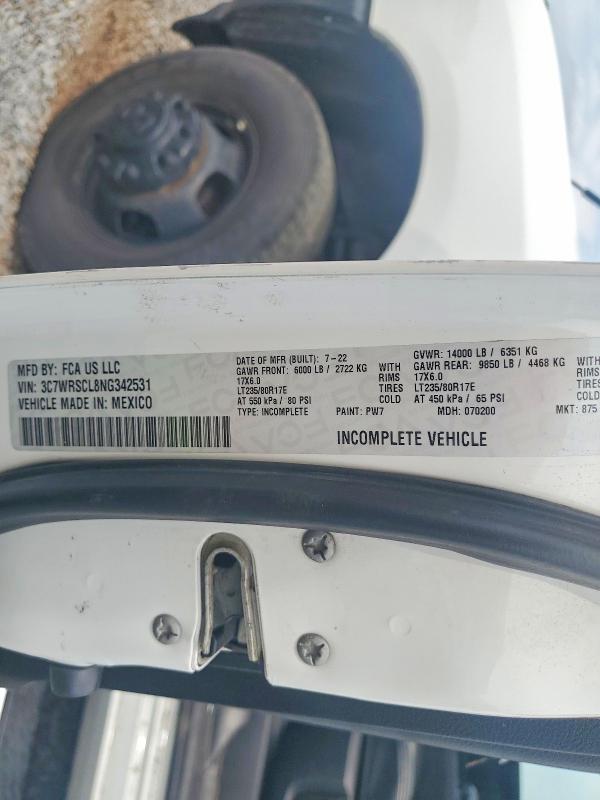 58588796 :رقم المزاد ، 3C7WRSCL8NG342531 vin ، 2022 Ram 3500 مزاد بيع