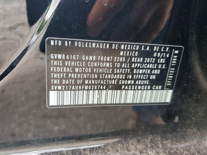 59017476 :رقم المزاد ، 3VW217AU6FM028744 vin ، 2015 Volkswagen Golf مزاد بيع