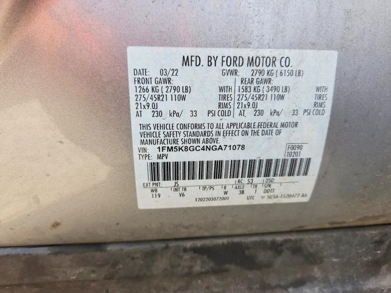 Aukcja sprzedaży 2022 Ford Explorer, vin: 1FM5K8GC4NGA71078, numer aukcji: 55834796