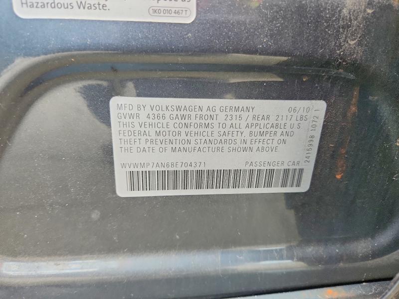 Aukcja sprzedaży 2011 Volkswagen Cc, vin: WVWMP7AN6BE704371, numer aukcji: 58030536