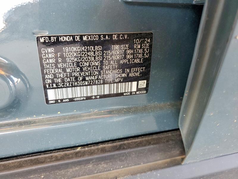 56566726 :رقم المزاد ، 3CZRZ1H30SM727828 vin ، 2025 Honda Hr-v مزاد بيع