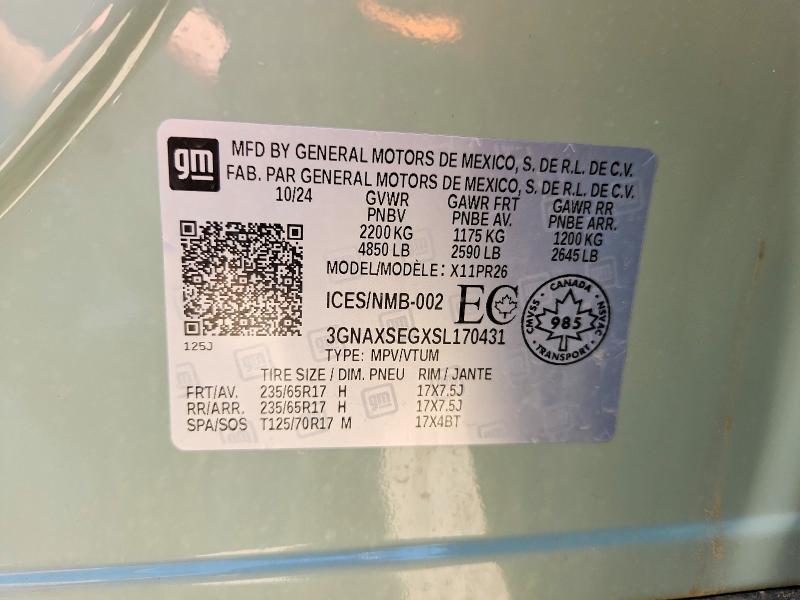 Продажа на аукционе авто 2025 Chevrolet Equinox, vin: 3GNAXSEGXSL170431, номер лота: 57734016