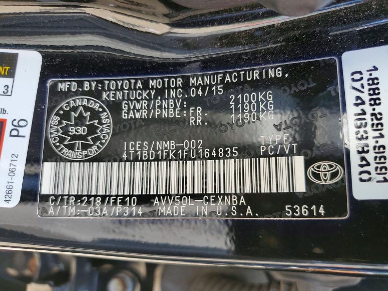 Продаж на аукціоні авто 2015 Toyota Camry Hybrid, vin: 4T1BD1FK1FU164835, номер лоту: 59286686