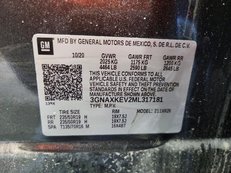 Продажа на аукционе авто 2021 Chevrolet Equinox, vin: 3GNAXKEV2ML317181, номер лота: 55424786