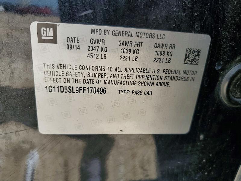 56615306 :رقم المزاد ، 1G11D5SL9FF170496 vin ، 2015 Chevrolet Malibu مزاد بيع