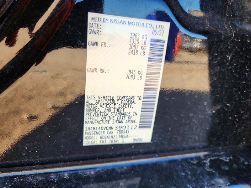 57318026 :رقم المزاد ، 1N4BL4DV0NN390112 vin ، 2022 Nissan Altima مزاد بيع