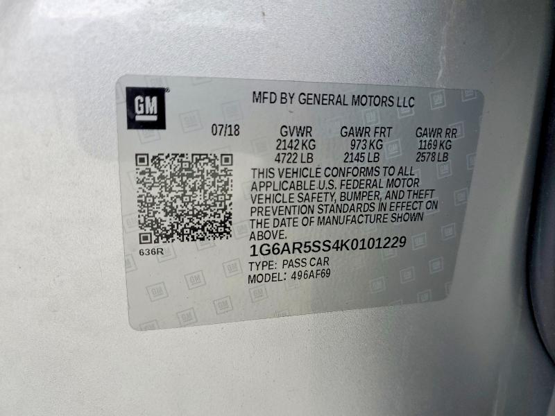 2019 Cadillac Cts მანქანა იყიდება აუქციონზე, vin: 1G6AR5SS4K0101229, აუქციონის ნომერი: 55851996