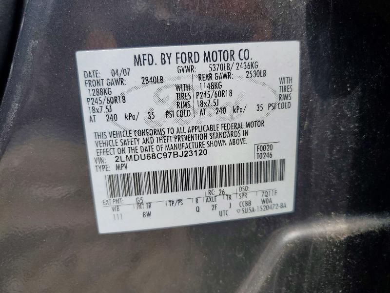 Aukcja sprzedaży 2007 Lincoln Mkx, vin: 2LMDU68C97BJ23120, numer aukcji: 56671556