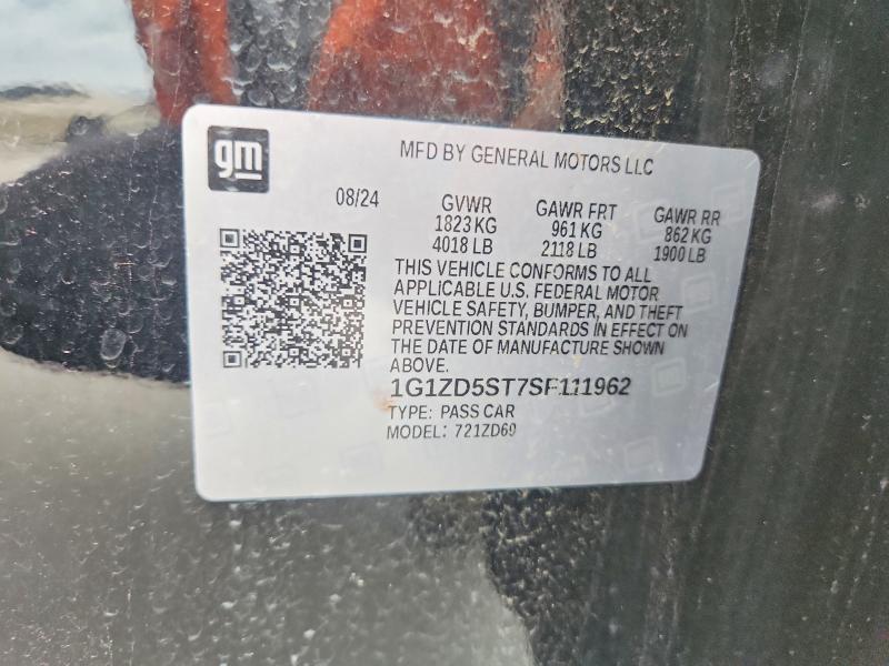 Продажа на аукционе авто 2025 Chevrolet Malibu, vin: 1G1ZD5ST7SF111962, номер лота: 58224706