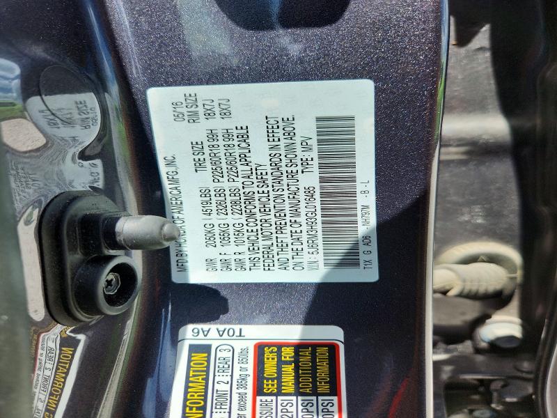 Aukcja sprzedaży 2016 Honda Cr-v, vin: 5J6RM3H93GL016485, numer aukcji: 55398326