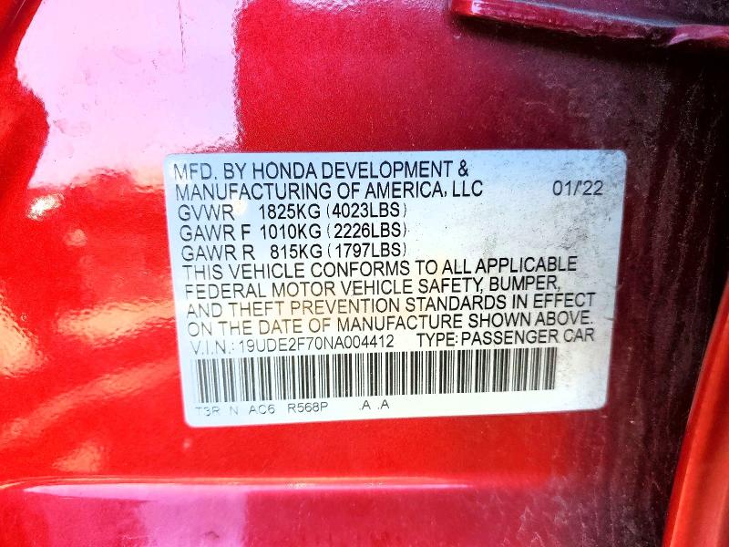 2022 Acura Ilx მანქანა იყიდება აუქციონზე, vin: 19UDE2F70NA004412, აუქციონის ნომერი: 56416206