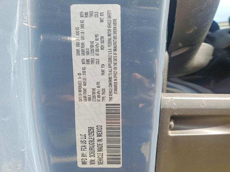 56650076 :رقم المزاد ، 3C6URVJG9LE129258 vin ، 2020 Ram Promaster 3500 مزاد بيع