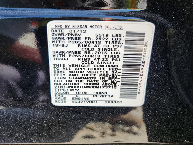 Aukcja sprzedaży 2013 Infiniti Fx37, vin: JN8CS1MW6DM173715, numer aukcji: 58622476
