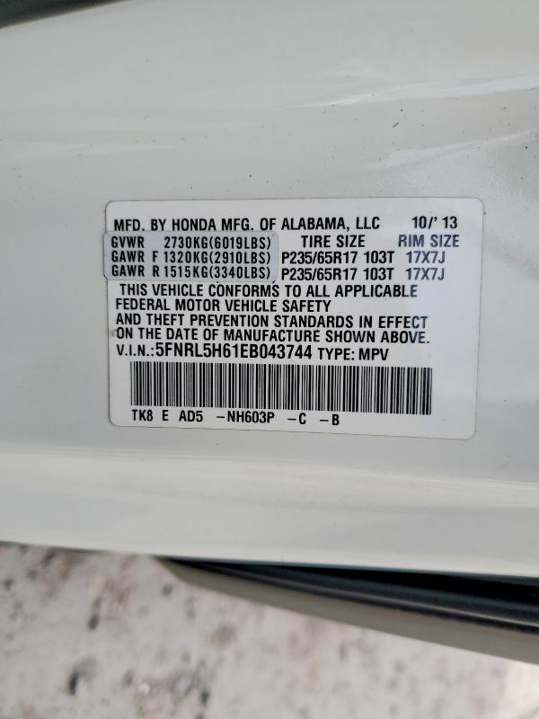 58064576 :رقم المزاد ، 5FNRL5H61EB043744 vin ، 2014 Honda Odyssey مزاد بيع