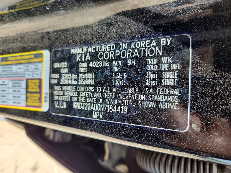 57054526 :رقم المزاد ، KNDJ23AU0N7184419 vin ، 2022 Kia Soul مزاد بيع