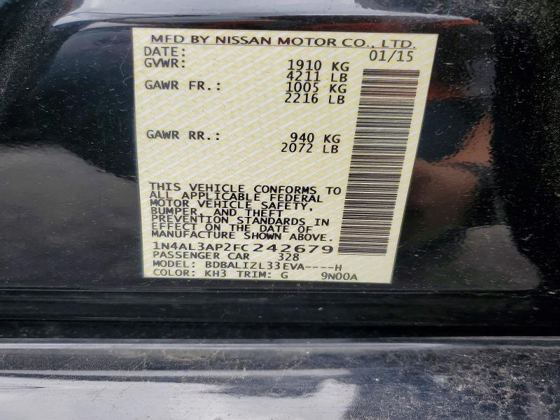 Продажа на аукционе авто 2015 Nissan Altima, vin: 1N4AL3AP2FC242679, номер лота: 56316116